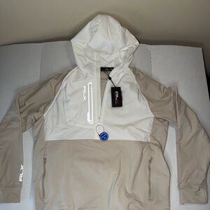 RLX Ralph Lauren Golf XL White and Tan Hoodie NWT